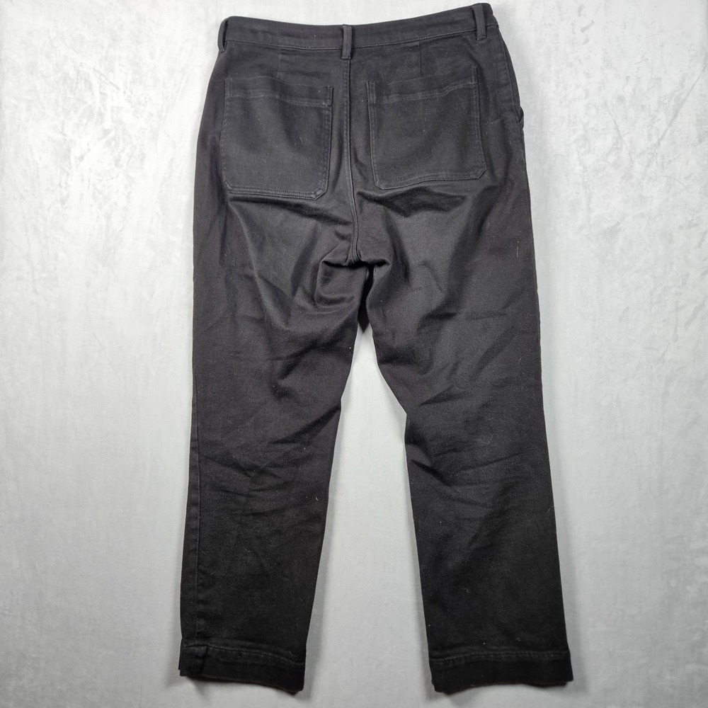 Quince Pants Womens 8 Black Organic Stretch Cotton Twill Straight Leg Cropped - Picture 2 of 10